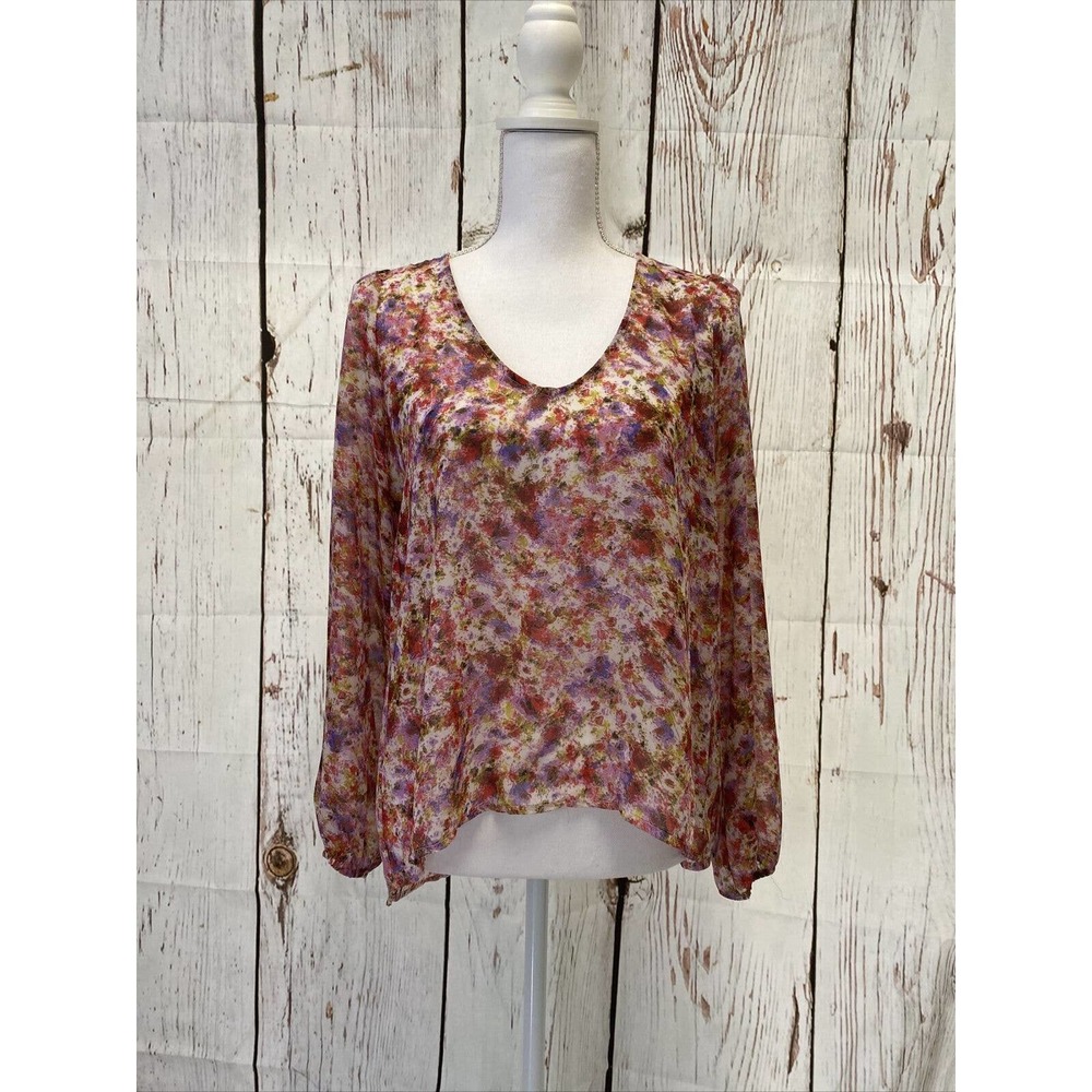 Philosophy Blouse Multicolor Long Sleeve Hi/Low Hem Size Small